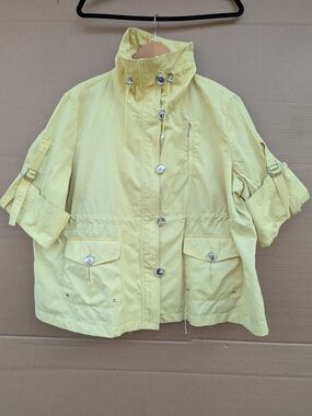 AK Anne Klein Short Utility Jacket Light Outdoor Cargo Yellow 3X FLAWED